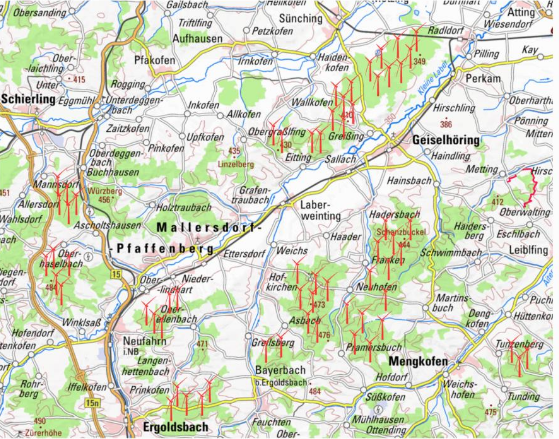 Karte Windkraftplanung